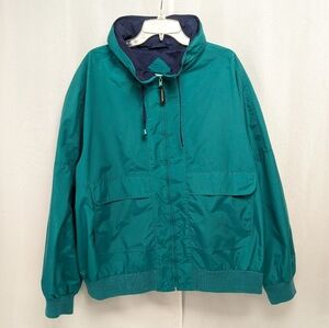 Vintage McGregor Anti-Breeze Windbreaker Jacket Blue/Teal Fold Out Hood Size 2XL